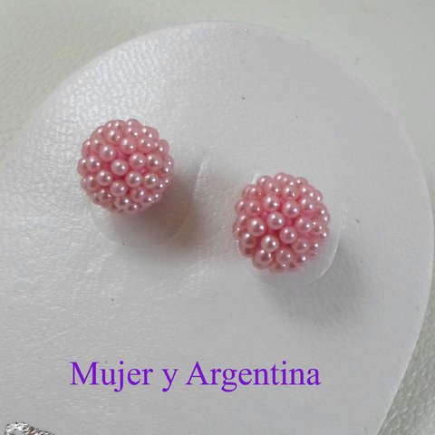 AR 003 Aros de Plata microperla rosa