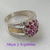 AN 506 Anillo Plata con Oro frutilla grande cubics magenta - comprar online