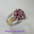 AN 506 Anillo Plata con Oro frutilla grande cubics magenta - Mujer y Argentina