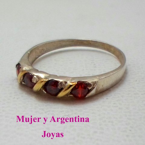 AN 086 Anillo Plata con Oro con cubics de colores