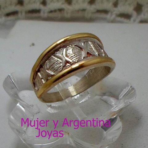 AN 038 Anillo Plata con Oro con numeros romanos