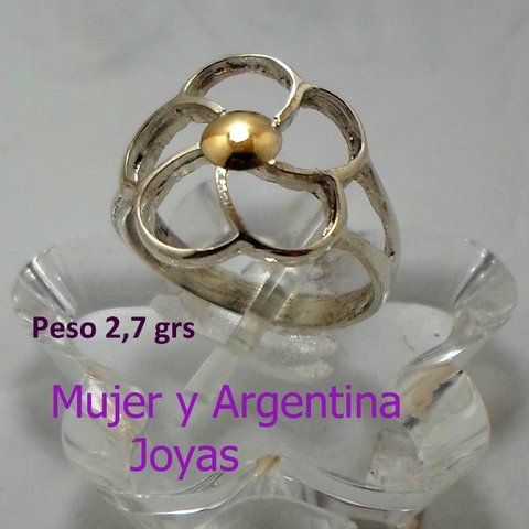 AN 088 Anillo Plata con Oro flor calada