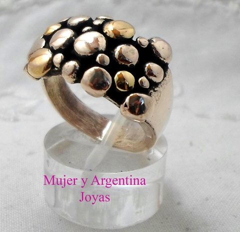 AN 002 Anillo macizo Plata con Oro