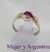 AN 101 Anillo Plata con Oro con piedra central color magenta/rosa