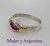 AN 101 Anillo Plata con Oro con piedra central color magenta/rosa - comprar online