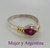 AN 101 Anillo Plata con Oro con piedra central color magenta/rosa en internet