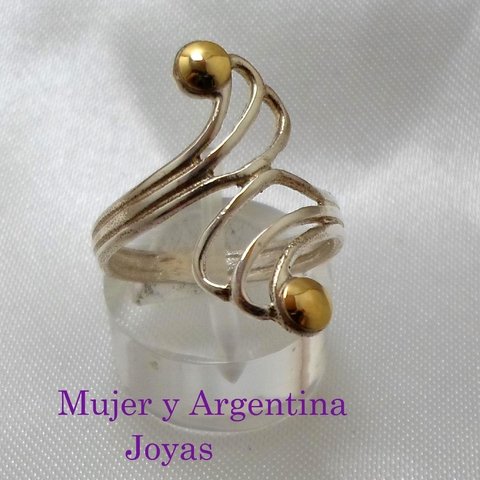 AN 078 Anillo Plata con Oro con ondas