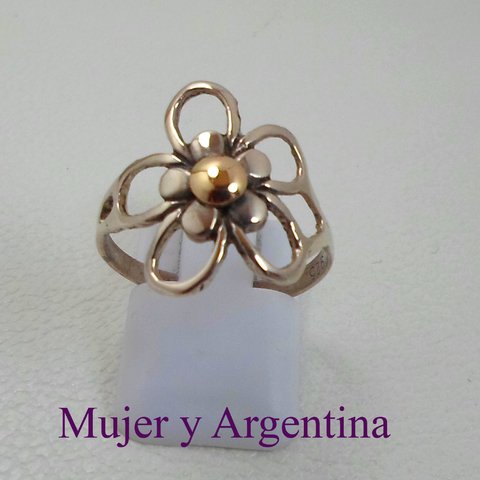 AN 154 Anillo Plata con Oro flor