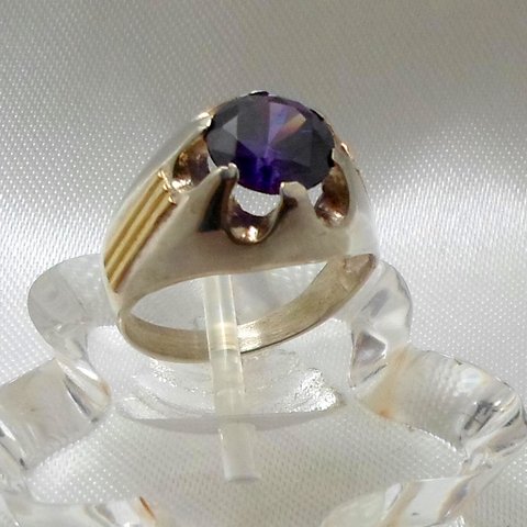 AN 213 Anillo Plata con Oro con piedra cubics Lavanda de 8 mm