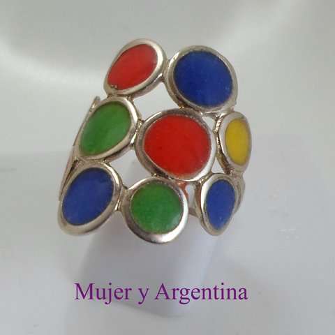 AN 125 Anillo de Plata circulos estilo Vitraux mayorista