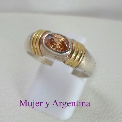 AN 169 Anillo Plata con Oro con piedra cubic