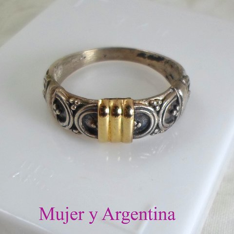 AN 175 Anillo Plata con Oro estilo alianza