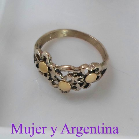 AN 201 Anillo Plata con Oro con flores