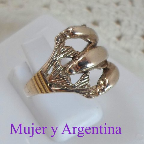 AN 198 Anillo Plata con Oro delfines