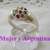 Imagen de AN 467 Anillo Plata con Oro frutilla con cubics multicolor