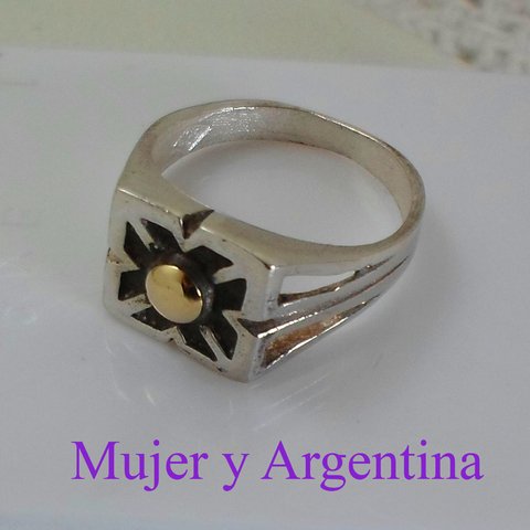 AN 217 Anillo Plata con Oro macizo flor