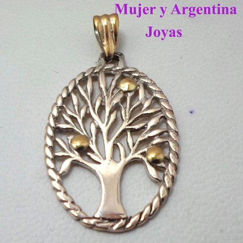 D 001 Dije Arbol Plata con Oro. 4 cm x 2,1 cm