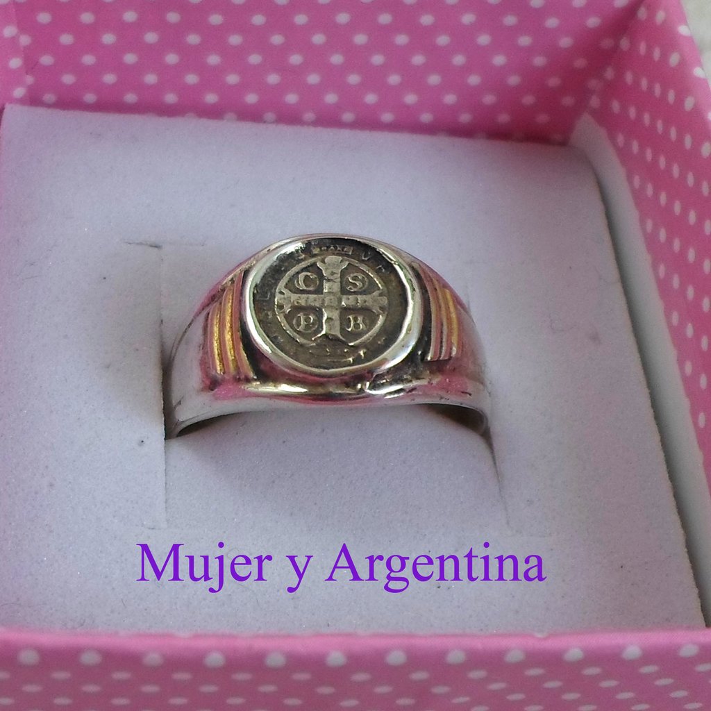 AN 362 Anillo de Plata y Oro San Benito