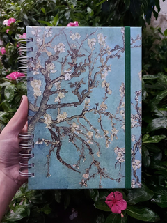 Sketchbook Van Gogh - Amendoeira em flor - caderno desenho artesanal diário organização semanal capa dura 15x21,5 cm 100 págin