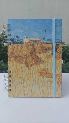Sketchbook Van Gogh - Colheita de milho em provence - caderno desenho artesanal diário organização semanal capa dura 15x21,5 cm 100 págin