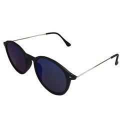 Oculos de Sol Super Leve Preto com Lente Espelhada Azul