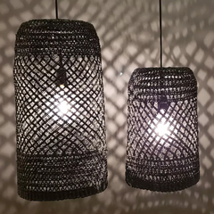 Lámpara De Papel Trenzado Negro Chica Ø28 X H43 Cms - comprar online
