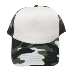 Gorras Trucker Camuflada con frente Blanco apta para sublimado o bordado. - Megatextil