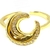 Anillo en forma de luna invertida microengarzada de plata dorada nro. 14