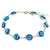 Pulsera ojos turcos color celeste de plata italiana y 16 cm de largo