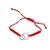 Pulsera de acero blanco regulable de hilo rojo con circulos