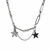 Collar de acero cadena forcet y rolo con estrellas chatas de 40 cm de largo