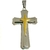 Dije cruz de acero en relieve con cruz de acero dorado central 6 cm alto