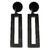 Aros rectangulos calados de acero negro de 4 cm de largo x 1,5 cm de ancho