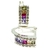 Argollitas cubanitas 4 mm grosor de plata con baguettes multicolor de 1 cm largo