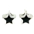 Aros estrellas con circon negro con virola de plata italiana de 6 mm