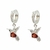Argollitas de acero blanco con colibri de circon rojo y cubics microengarzados - comprar online