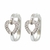 Argollitas de acero blanco rectangulares con corazon microengarzado - comprar online