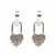 Argollitas de acero blanco en pico con candado en forma de corazon con cubics - comprar online