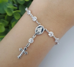 Pulseira terço banhada em ródio branco - comprar online