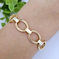 Pulseira elos duplos ovais banhada a ouro 18k