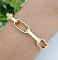 Pulseira cinco elos grosso banhada a ouro 18k