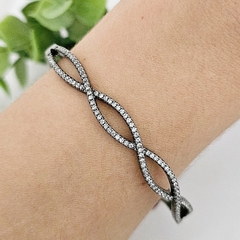 Bracelete elos vazados banhado em ródio negro