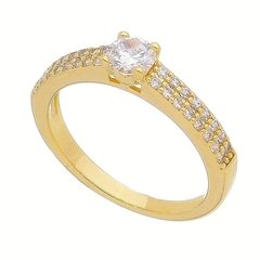 Anel solitário com zircônias banhado a ouro 18k - comprar online