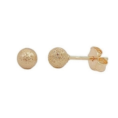 Brinco bola fosca 4mm banhado a ouro 18k