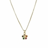 Colar choker florzinha colorida banhado a ouro 18k