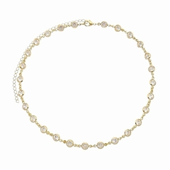 Colar choker de zircônias banhado a ouro 18k