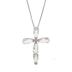 Colar crucifixo de cristal banhado em ródio branco na internet