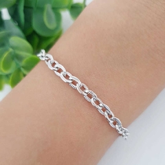 Pulseira elos banhada em ródio branco