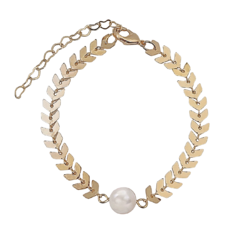 Pulseira escama de peixe com pérola banhada a ouro 18k - comprar online