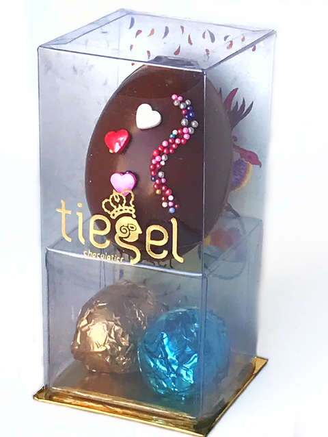 1 Huevo de Pascua "Mini Cristal" + 2 huevitos -70 grs- - Tiegel Chocolatier